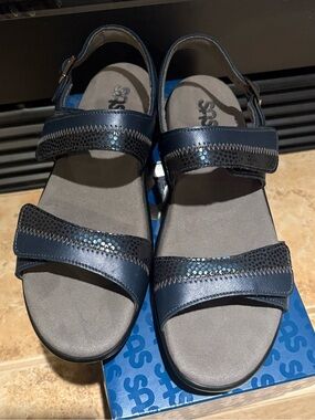 SAS Nudu Sandals Womens 10N Narrow Navy Comfort Leather Adjustable USA
